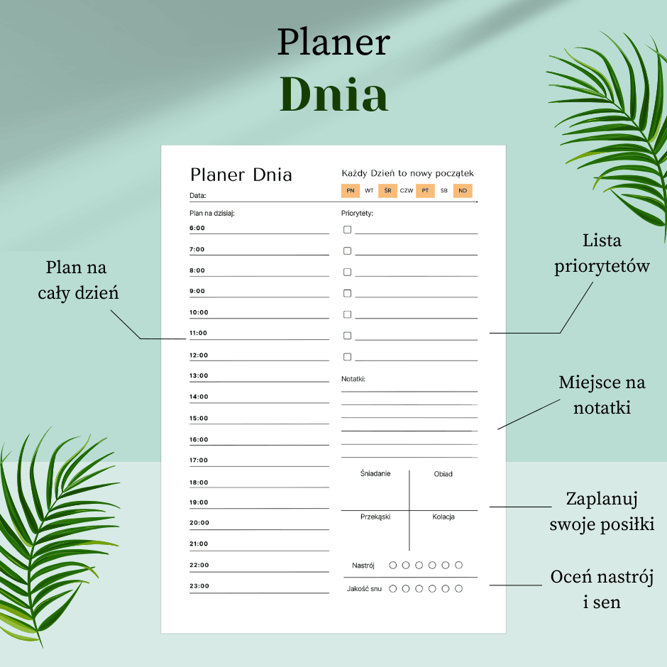 Planer dnia do druku