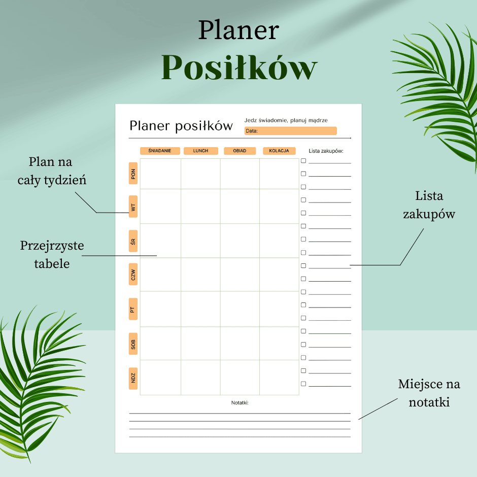 Planer posiłków do druku