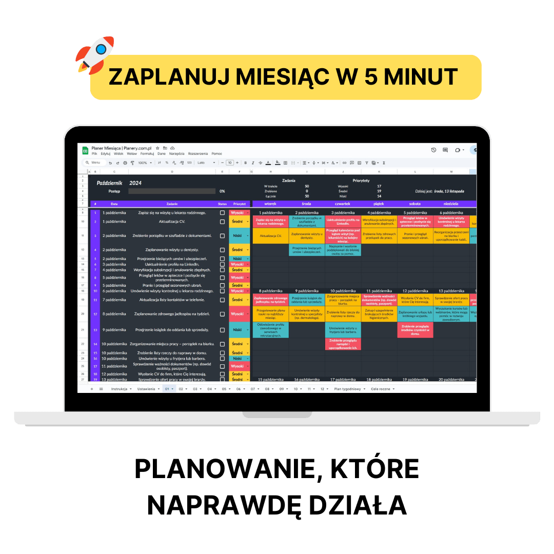plan miesiąca online ciemny