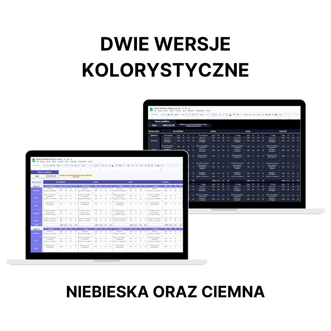 Planer Posiłków Excel - Arkusz Google