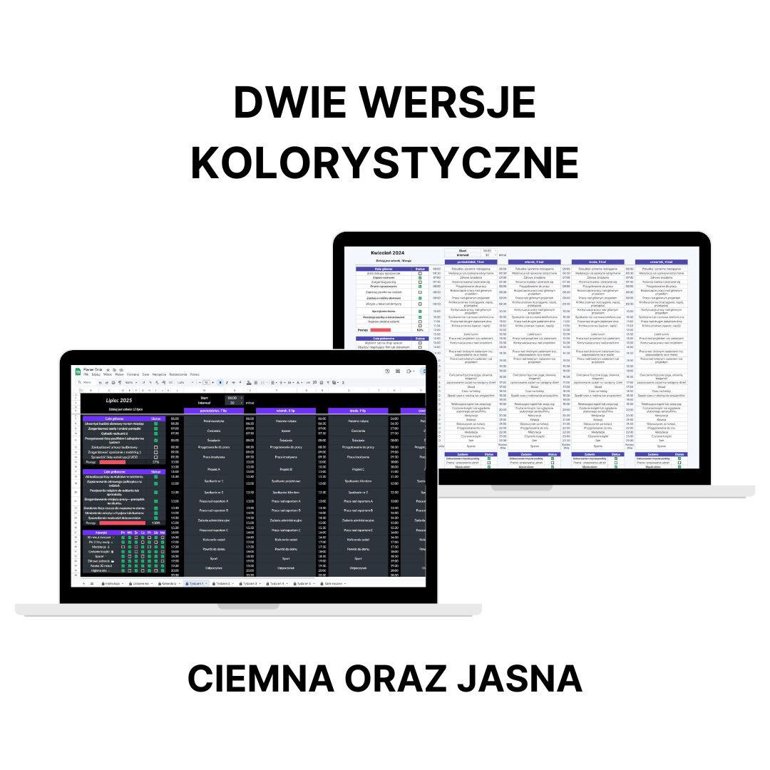 planer dnia wersje kolorystyczne