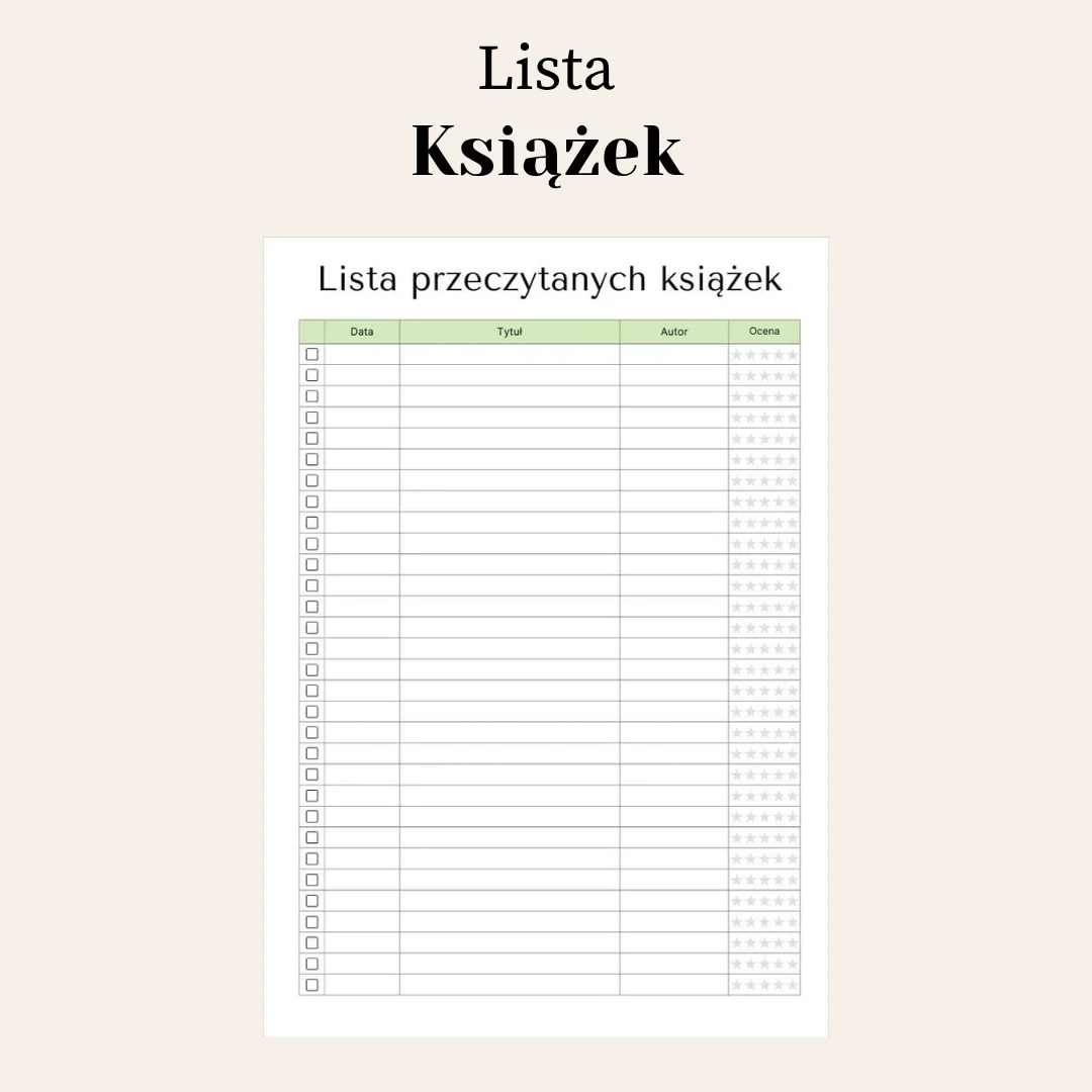 Lista przeczytanych książek do druku