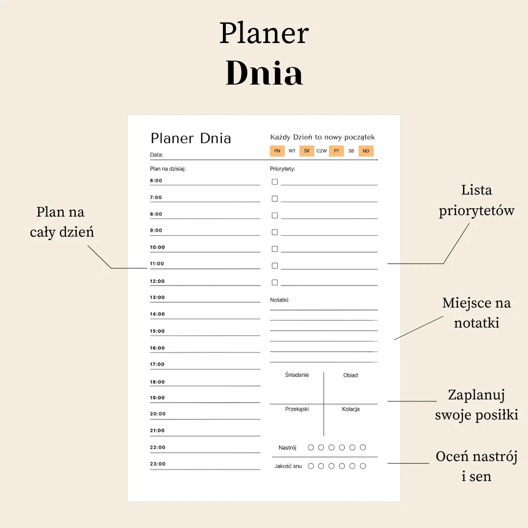 Planer dnia do druku