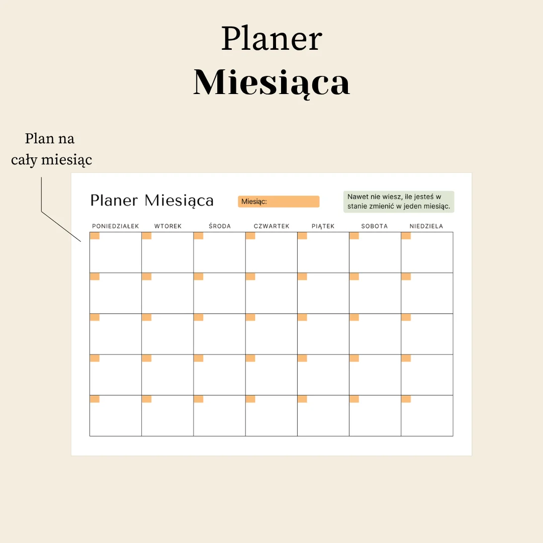 Planer miesiąca do wydruku