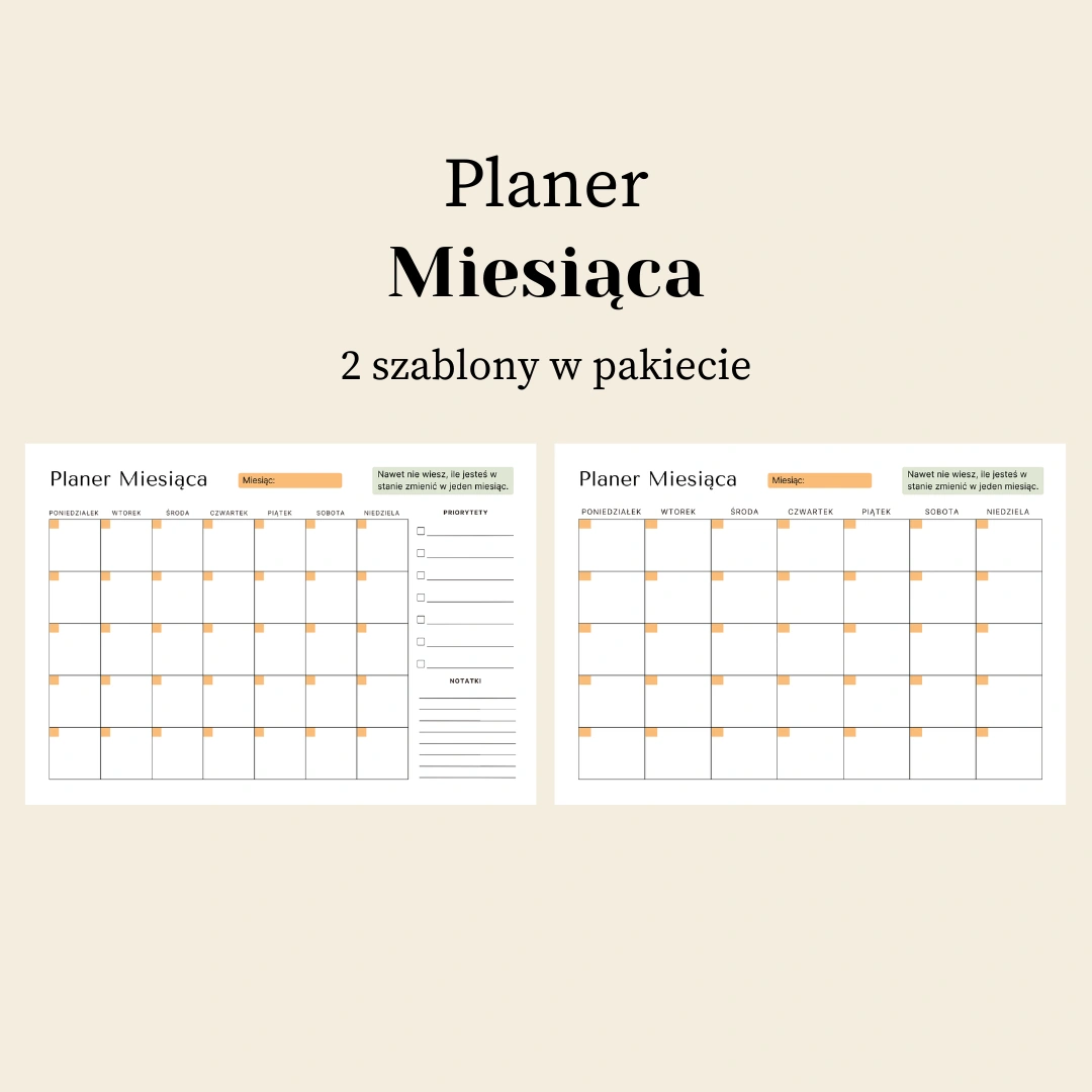planer miesiąca do druku - plik pdf