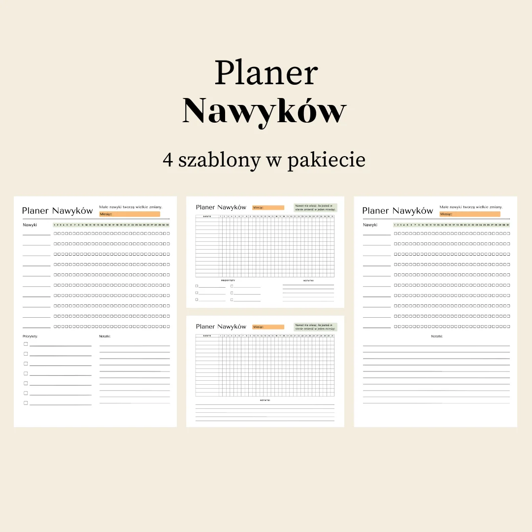 planer nawyków do druku - plik pdf