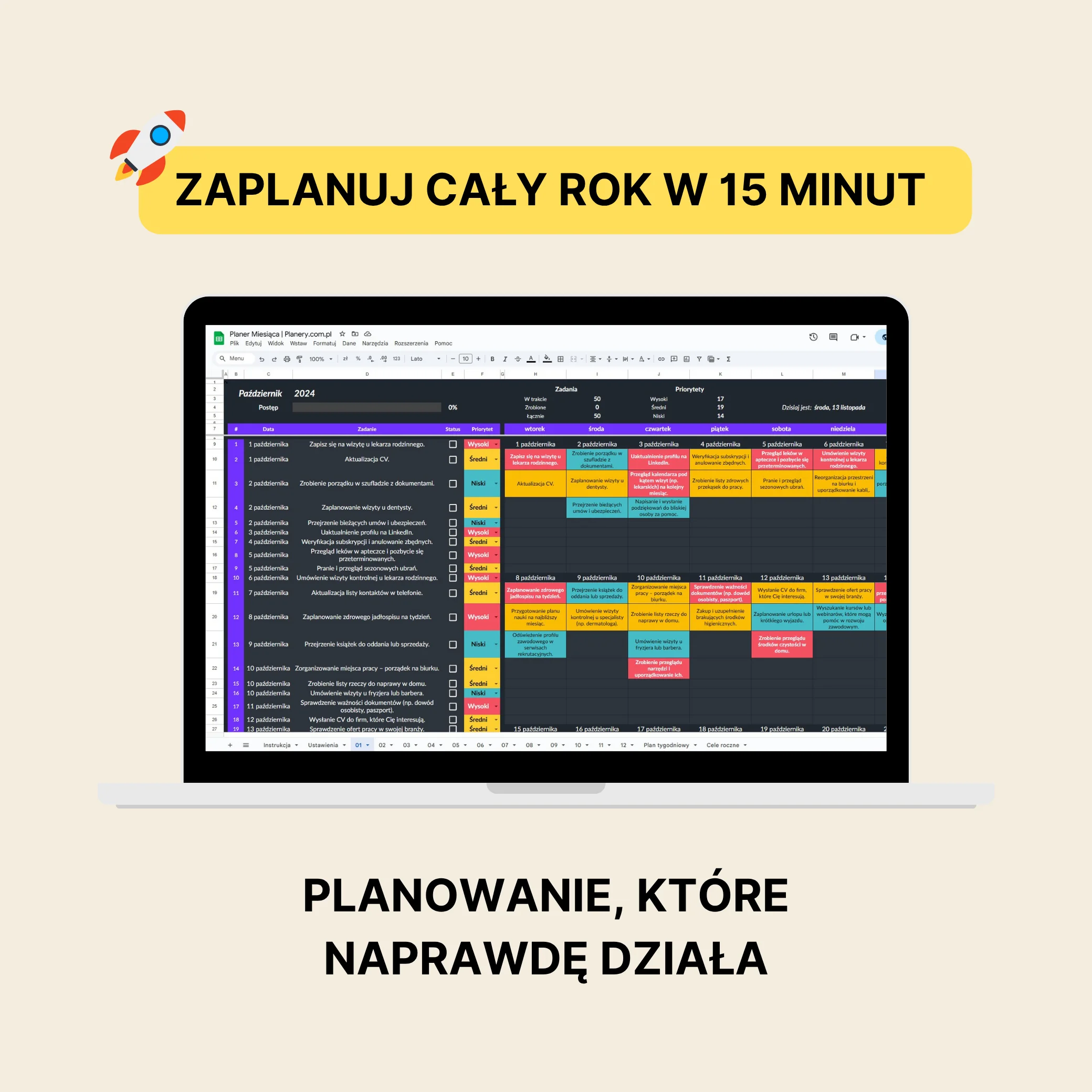 Planer roku - Arkusz Google