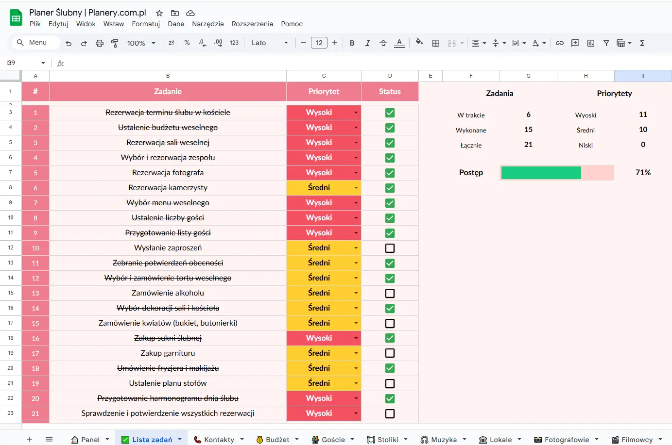 Lista zadań ślubnych