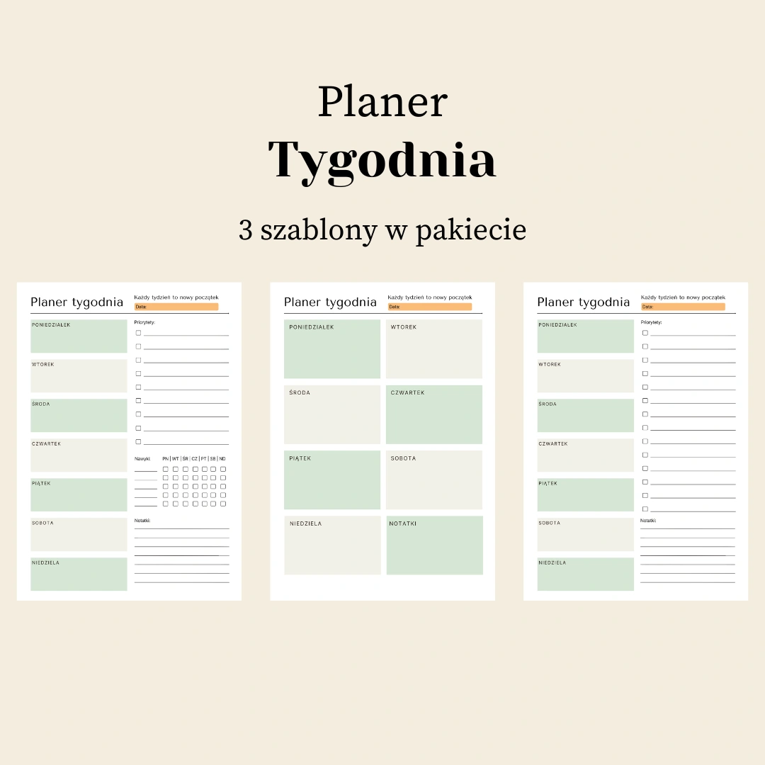 planer tygodnia do druku - plik pdf