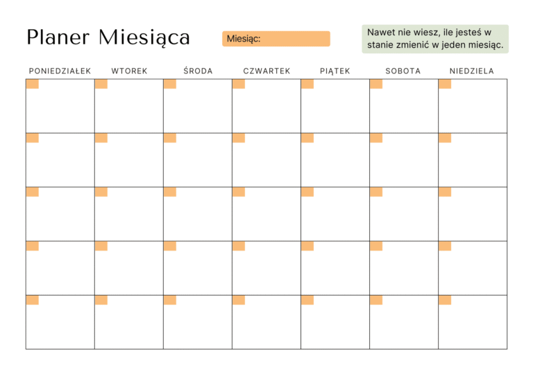 planer miesiąca szablon