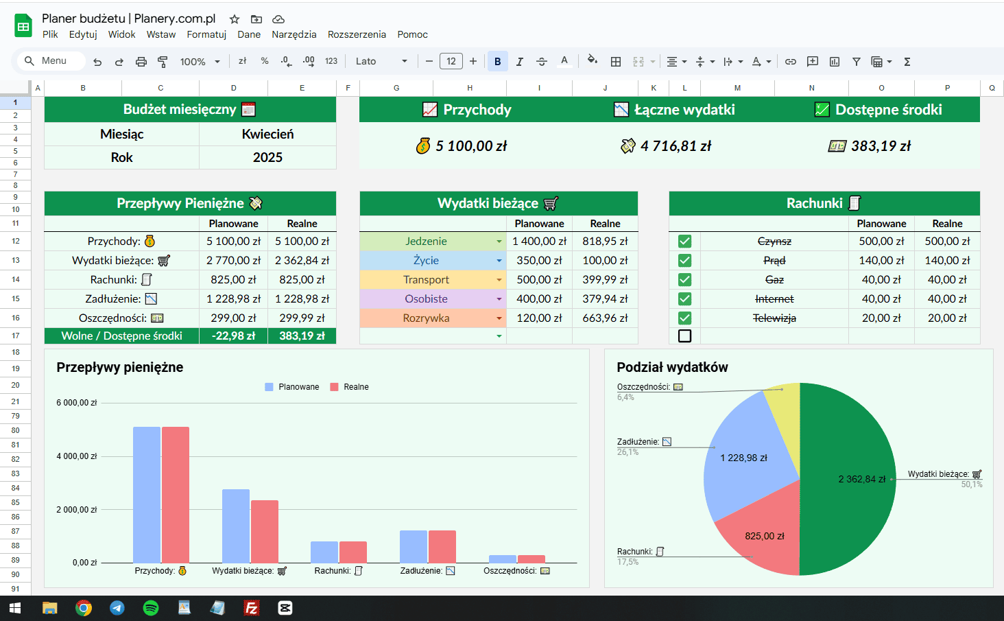 budżet domowy excel