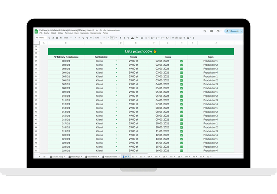 ewidencja przychodów