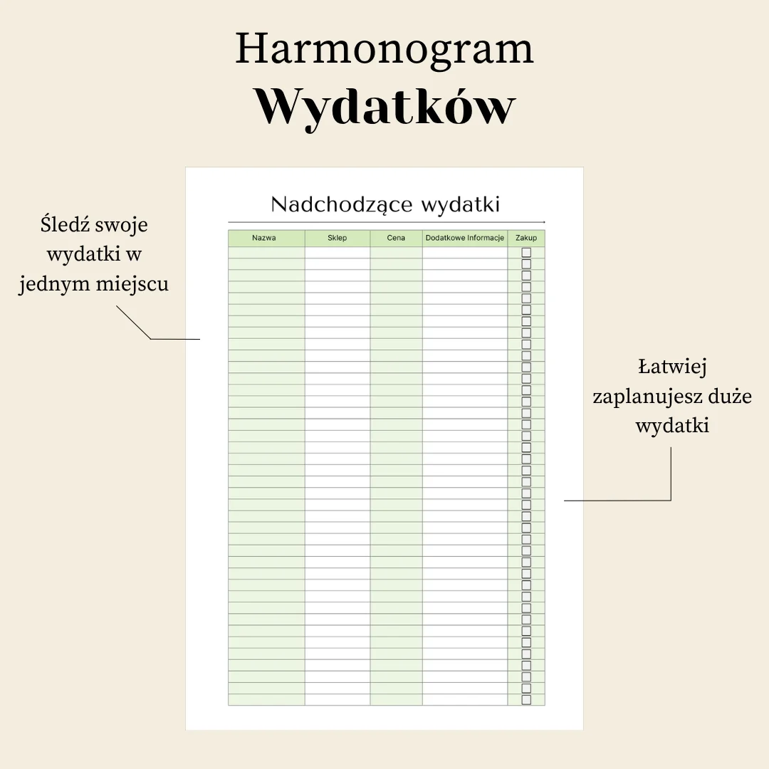 Planer wydatków do wydruku Planer wydatków do wydruku